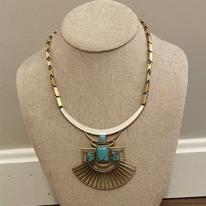 Stella & Dot 2 in 1 turquoise and white necklace.